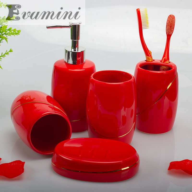 バスルーム用ウェディングギフト/赤いセラミックバスルーム用品 - Wedding Bathroom Supply Kit のレビューと価格