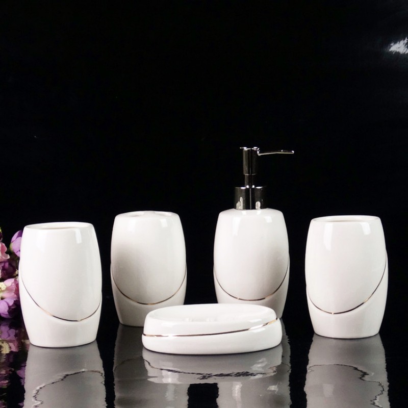 ホワイトセラミックバスルーム用品キット/バスルーム用ウェディ - Wedding Bathroom Supply Kit のレビューと価格